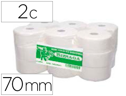 PAPEL HIGIENICO BIZNAGA JUMBO 2 CAPAS CELULOSA BLANCA MANDRIL 76 MM PARA DISPENSADORKF16756