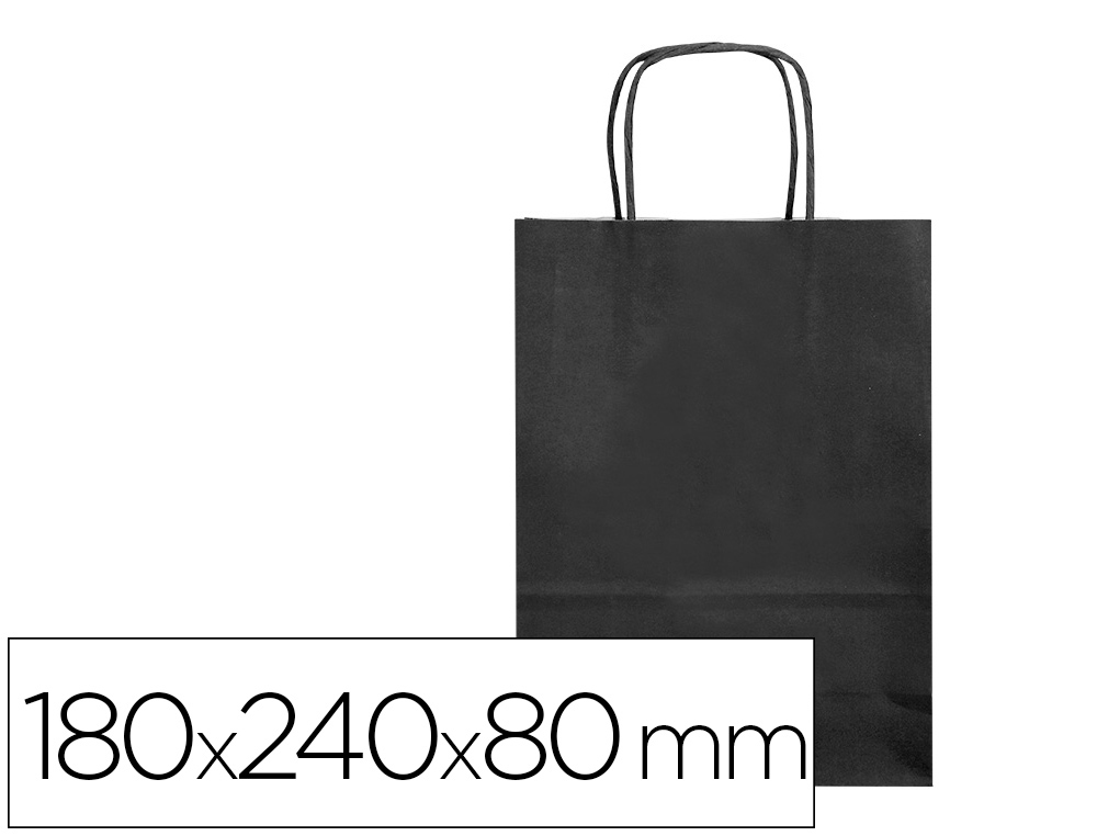 BOLSA PAPEL Q-CONNECT CELULOSA NEGRO XS CON ASA RETORCIDA 180X240X80 MM