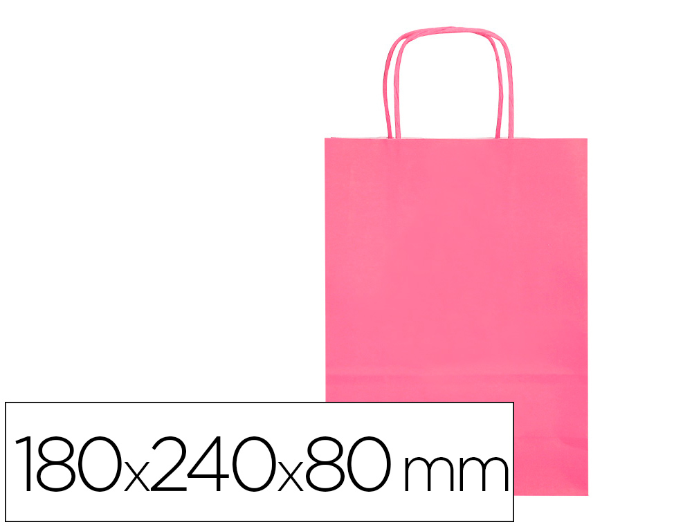 BOLSA PAPEL Q-CONNECT CELULOSA ROSA XS CON ASA RETORCIDA 180X240X80 MM