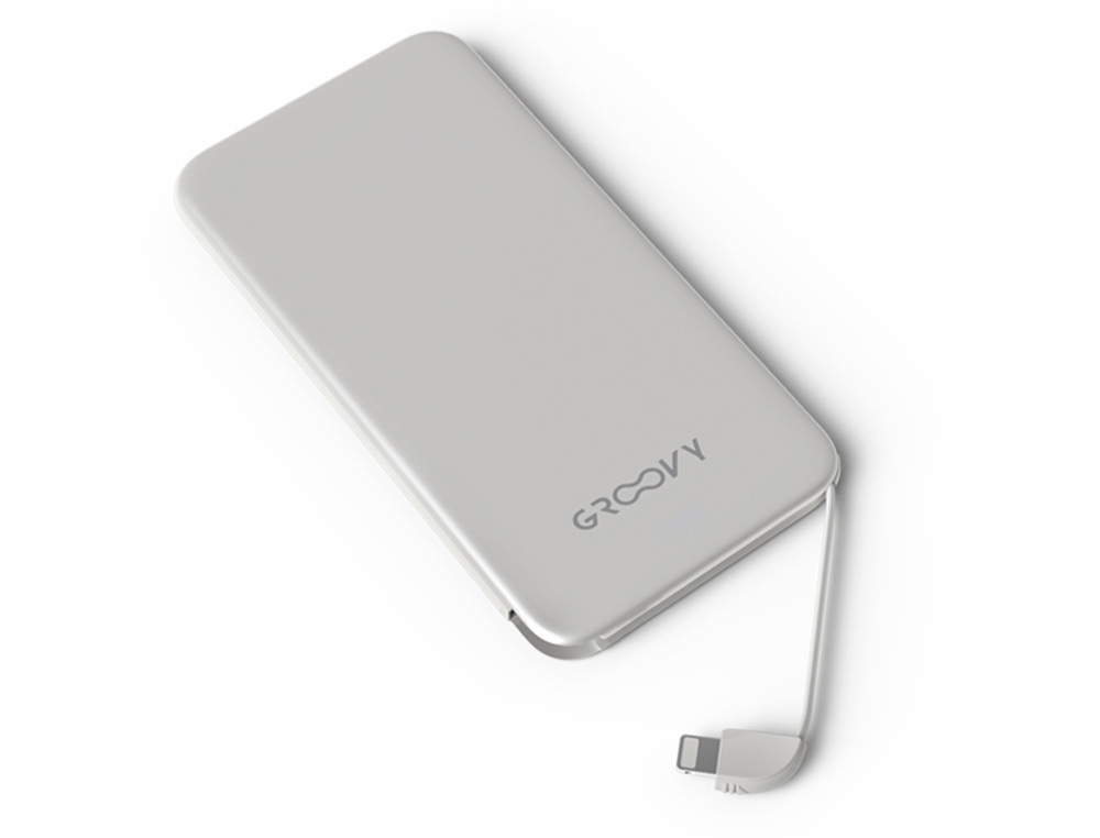 BATERIA EXTERNA GROOVY 4000MAH PARA DISPOSITIVOS APPLE LIGHTNING COLOR BLANCO