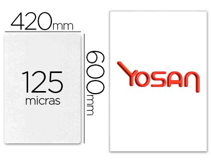 BOLSA DE PLASTIFICAR YOSAN BRILLO 420 X 600 MM 125 MC DIN A2 CAJA DE 50 UNIDADES