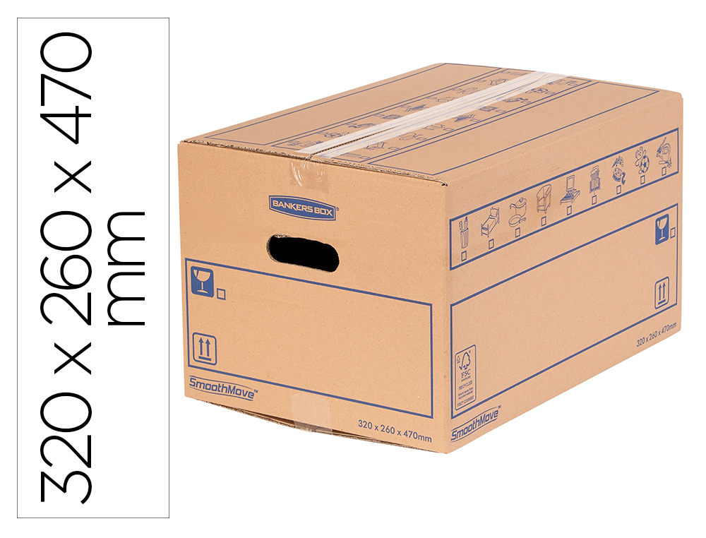 CAJA PARA MUNDANZA BANKERS BOX CARTON RECICLADO FSC CAPACIDAD 39 L 320X260X470 MM PACK DE 10 UNIDADES